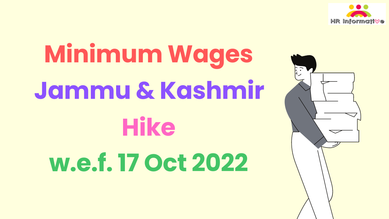 Minimum Wages in Jammu And Kashmir October 2022