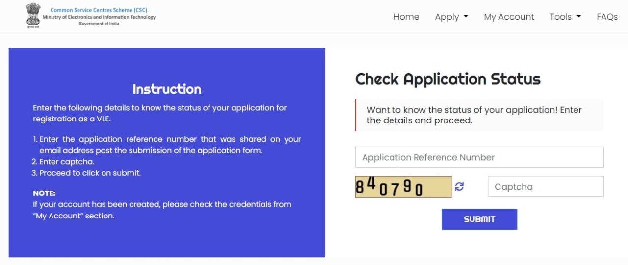 VLE Check Application Status