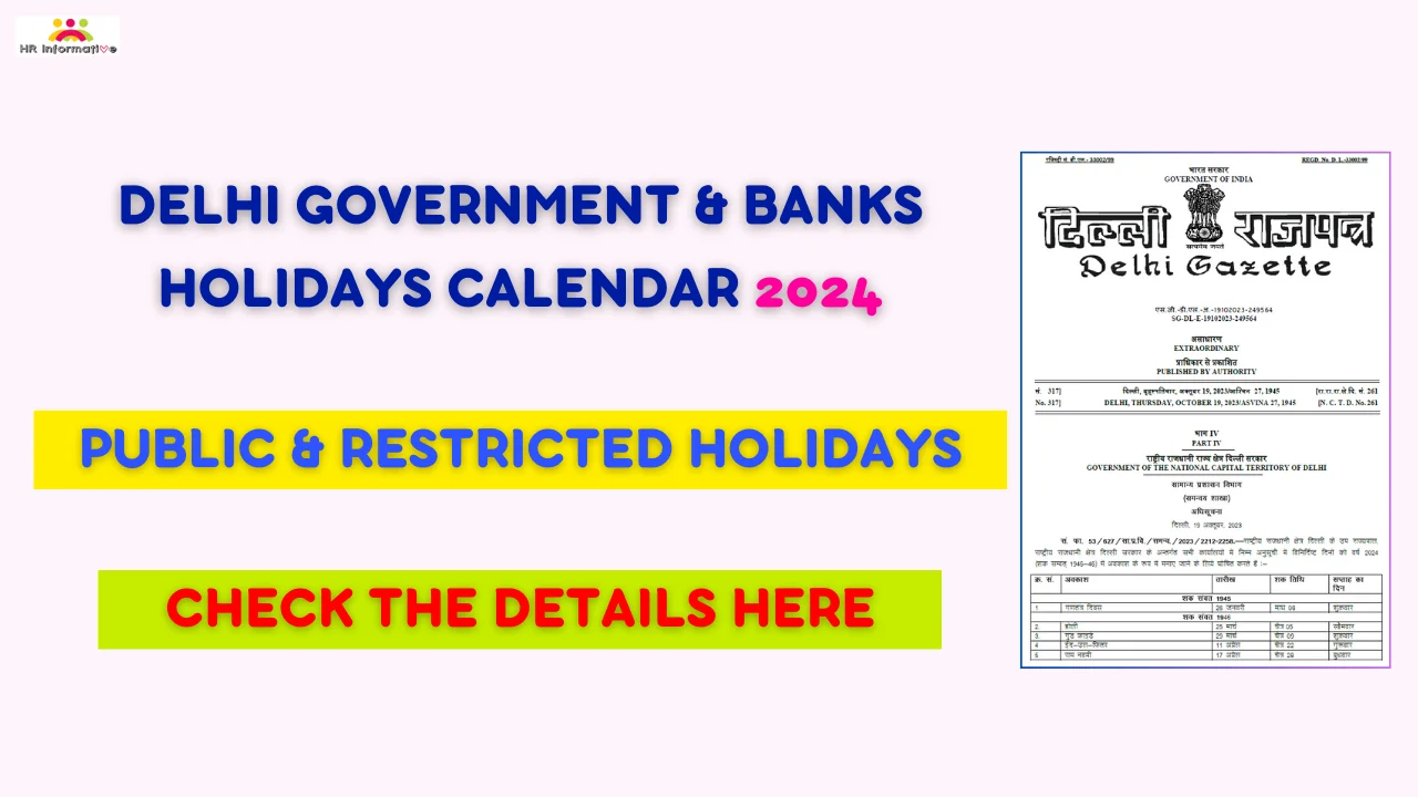 Delhi Government and Bank Holidays List 2024 Notification, Download PDF