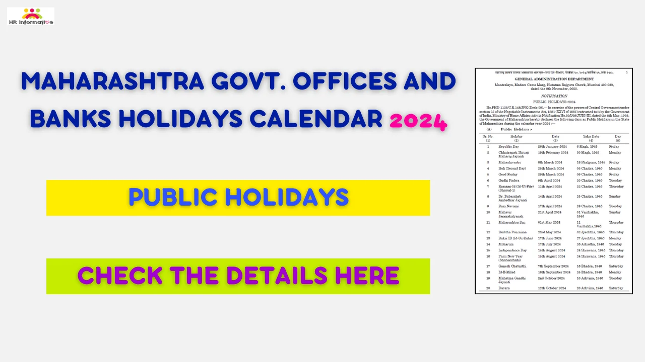 Maharashtra Government and Bank Holidays List 2024 Notification