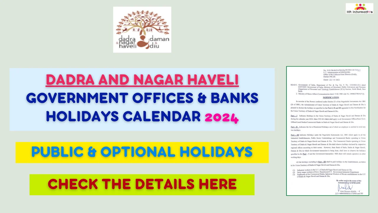 Dadra & Nagar Haveli Government and Bank Holidays List 2024