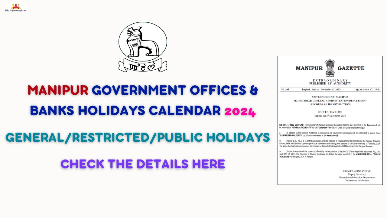 Manipur Government and Bank Holidays List 2024 Notification, Download