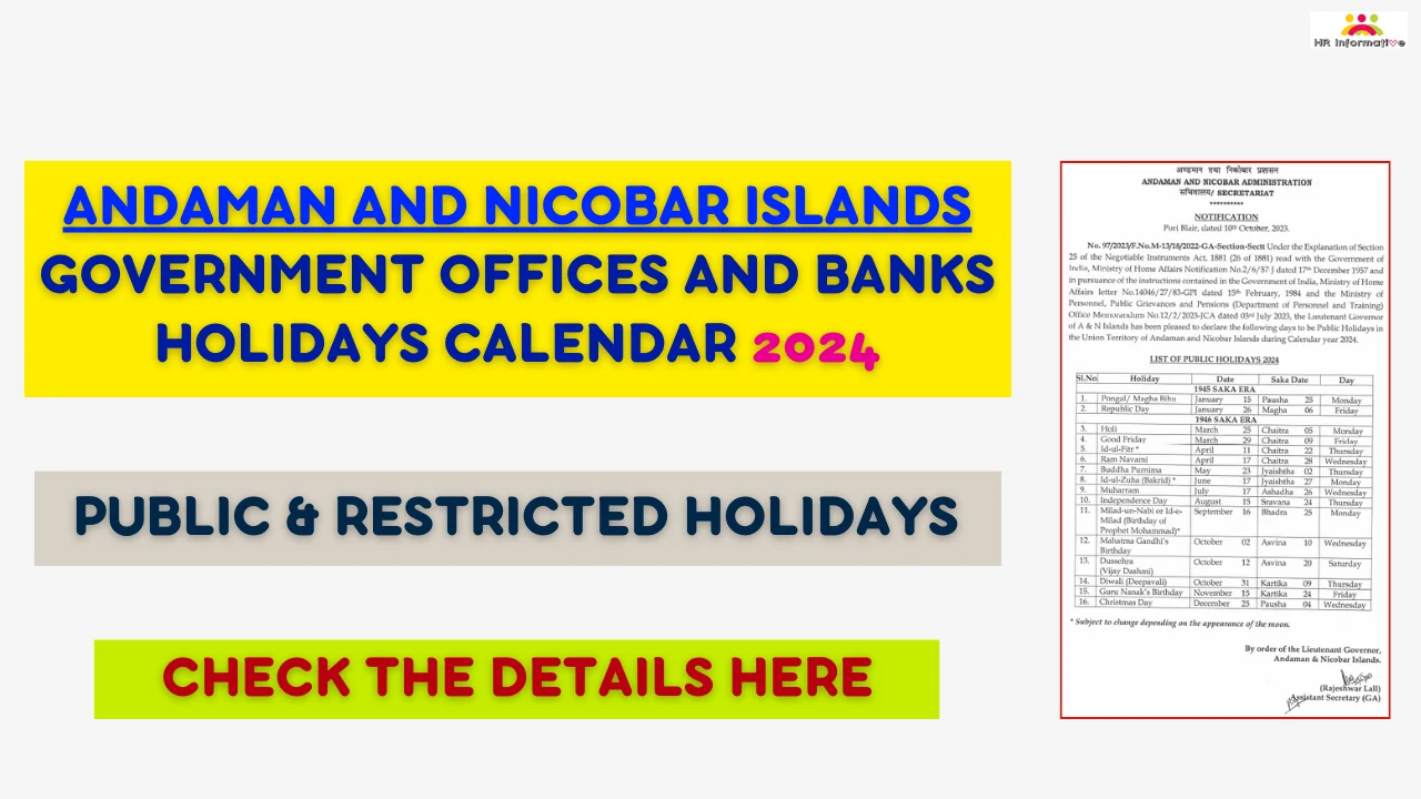 Andaman And Nicobar Islands Government and Bank Holidays List 2024