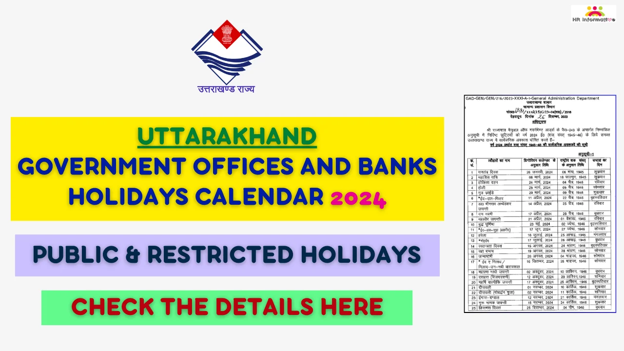 Uttarakhand Government and Bank Holidays List 2024 Notification, Download PDF