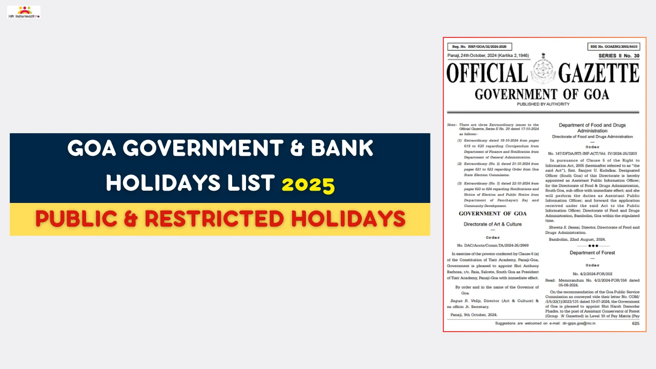 Goa Government Holidays List 2025 » HR Compliance Labour Law