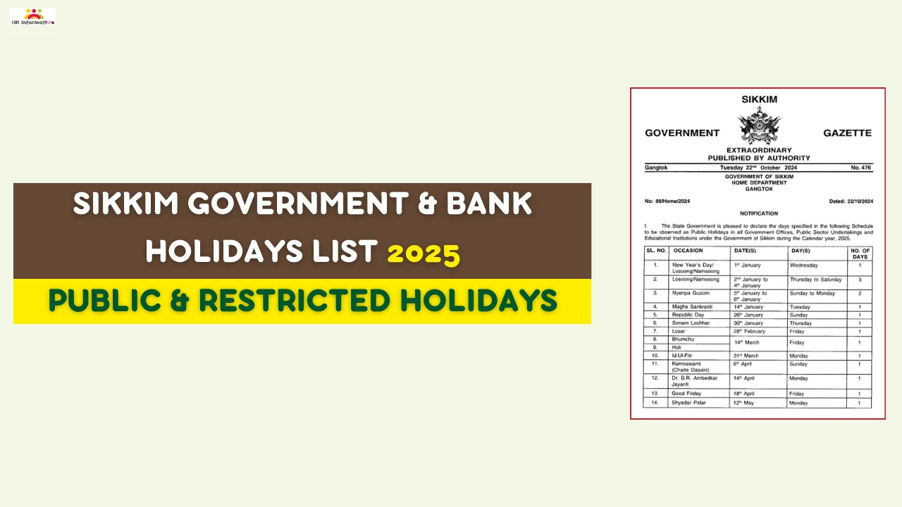 Sikkim Government Holidays List 2025 » HR Compliance Labour Law