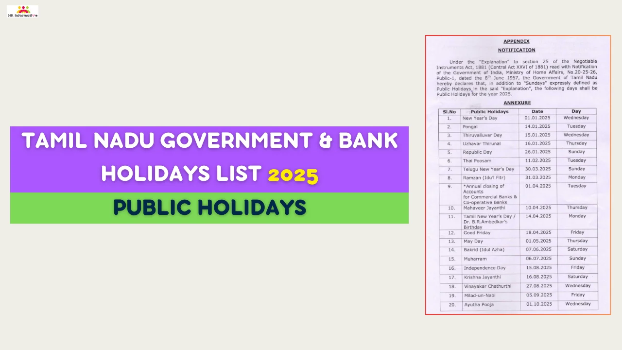 Tamil Nadu Government Holidays List 2025 » HR Compliance Labour Law