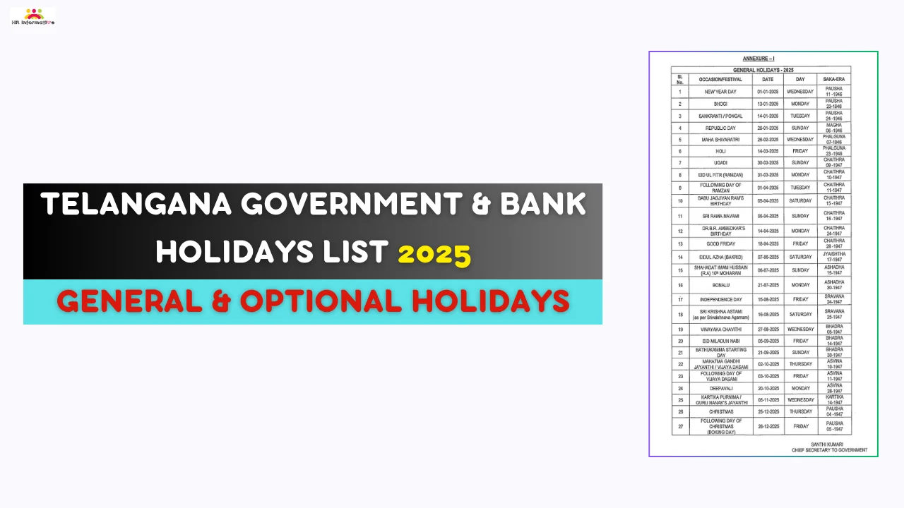 Telangana Government Holidays List Hr Compliance Labour Law