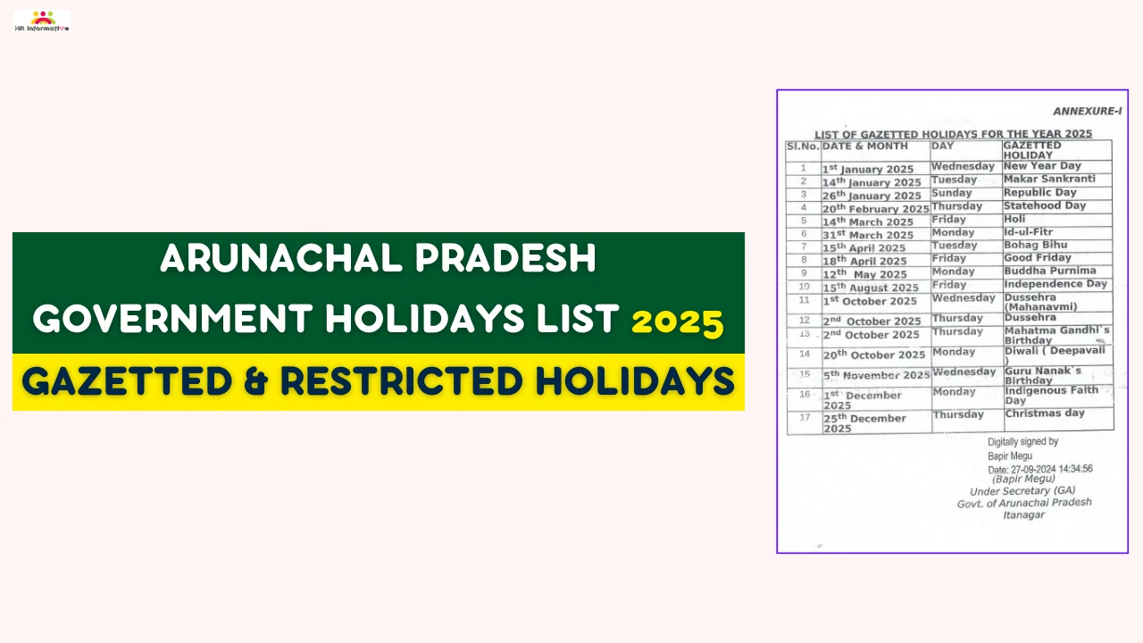 Arunachal Pradesh Government Holidays List 2025 » HR Compliance