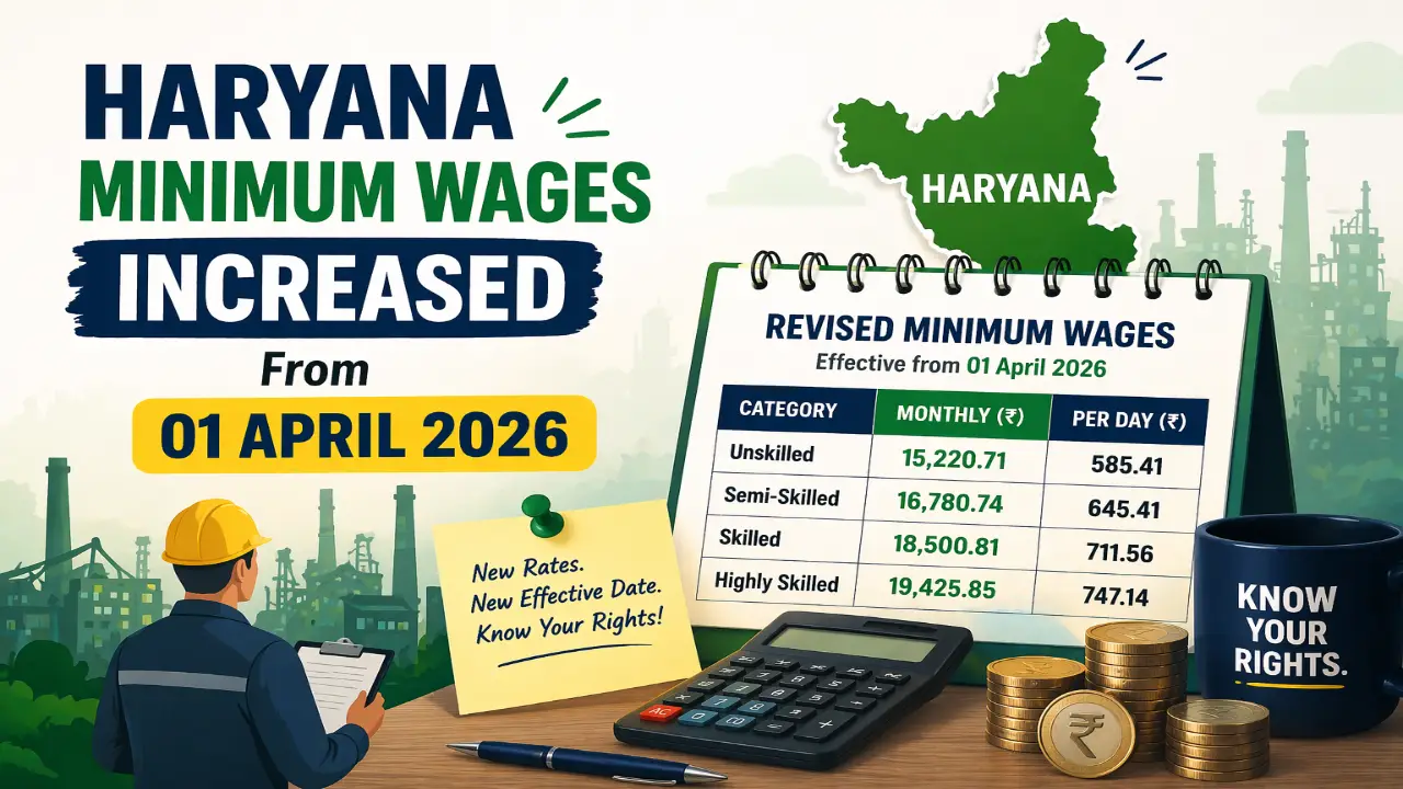 Haryana Minimum Wages Increased from 01 April 2026