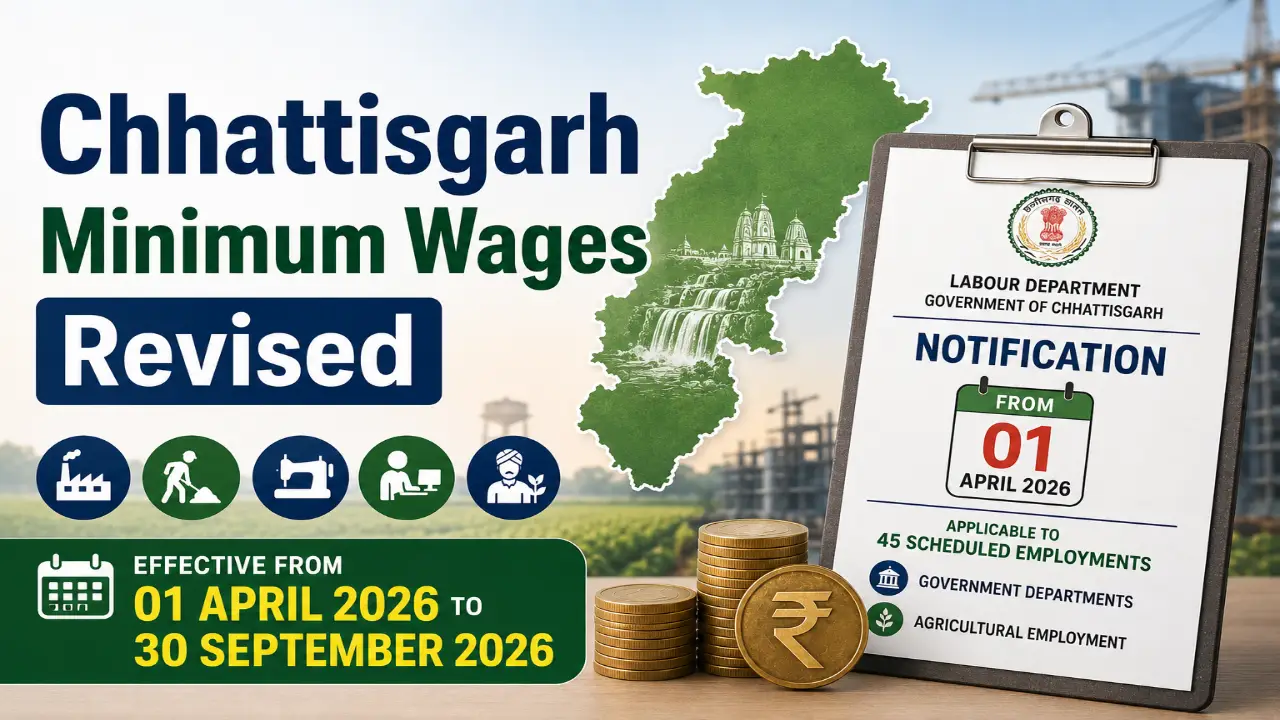 Chhattisgarh Minimum Wages Revised from 01 April 2026